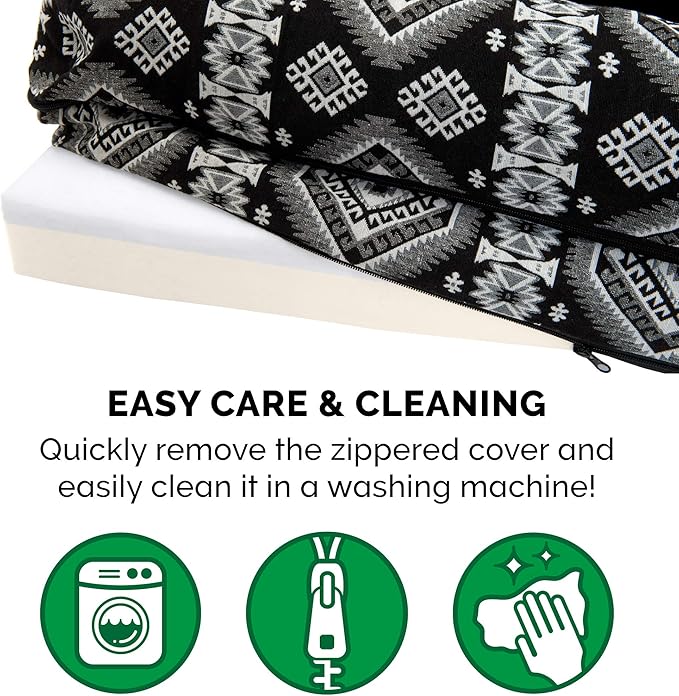 Furhaven Memory Foam Dog Bed for Large/Medium Dogs w/ Removable Bolsters & Washable Cover, For Dogs Up to 55 lbs - Plush & Southwest Kilim Woven Decor Sofa - Black Medallion, Large