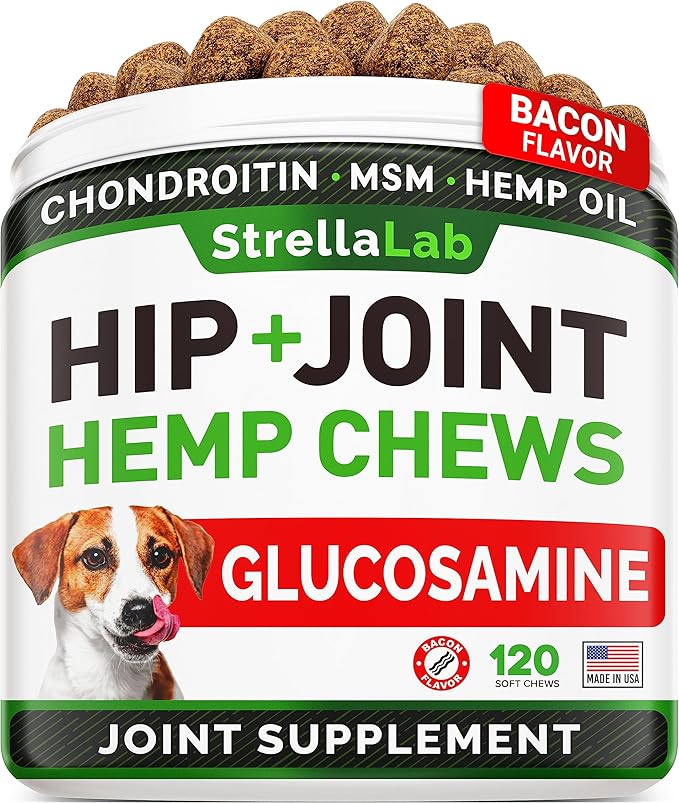 STRELLALAB Health & Wellness Supplements for Dogs, Various Formulas & Benefits - Hemp Hip & Joint Supplement for Dogs - Hemp Chews for Dogs