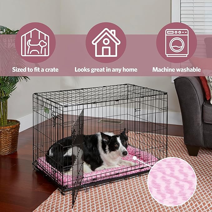 MidWest Homes for Pets QuietTime Fashion Dog Bed – Pink Faux Fur Bolster, Ultra-Soft and Machine Washable, Fits 24-Inch Crates and Carriers, for Small Breed Dogs