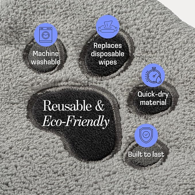 Dog Rinse-Free Towel Cleanse Shampoo & Conditioner with Bath Mitt – Sensitive Skin, Stress & Itch Relief Gentle Leave-in Serum – 98.65% Naturally Derived, Hydrate & Deodorize – 8 × 10ml