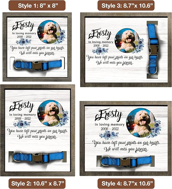 Personalized Dogs Picture Frame Dogs Collar Keepsake Bereavement Gift Pet Picture Frame Cat Heaven Sympathy Gifts for Christmas Memorial Plaques Pet Loss