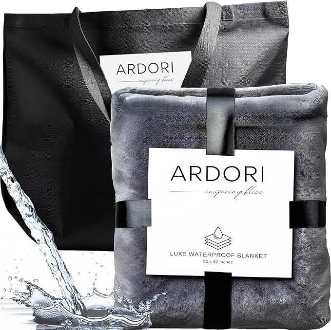 Waterproof Blanket King Size, Gray, 82x82"- Water Proof and Stain Resistant Blankets for Couples Bed Intimacy, Fleece Moisture Absorbent, Layered Sheet Protector, Leakproof Protective Top Cover Throws