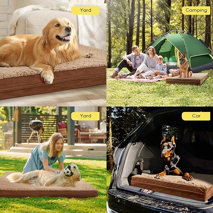 Sytopia Indestructible 42" Dog Bed for Large Dogs – Waterproof, Washable, Removable Cover, Thick Orthopedic Support, Durable Multi- Size Comfort Clearance Indoor Flat Dog Bed