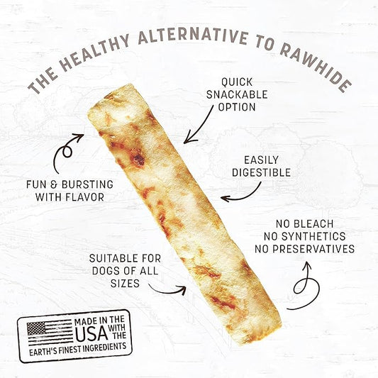 Earth Animal No Hide Strips - Natural Rawhide Free Dog Chew Strips, Beef Free - 16 Count