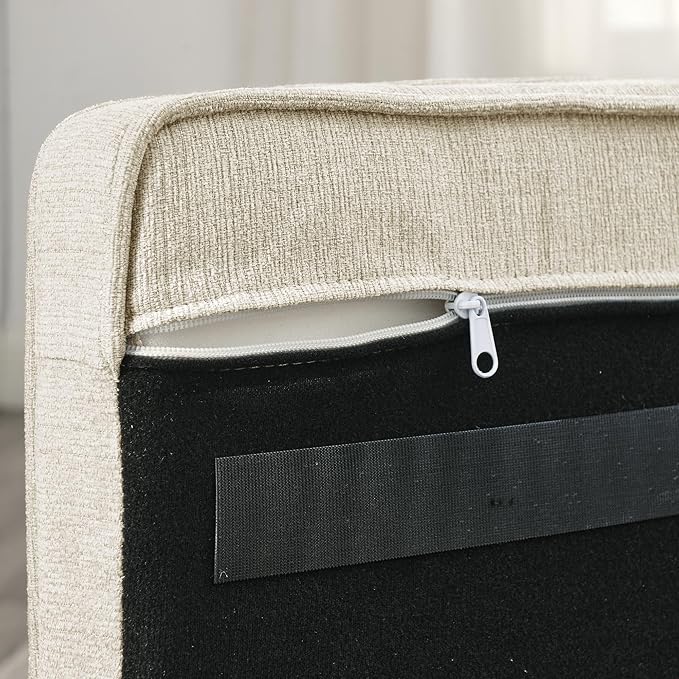 GDFStudio Modern Linen Dog Sofa for Small and Medium Dogs Elevated Pet Bed with Armrests and Backrest Durable and Comfortable Upholstered Pet Furniture, Beige