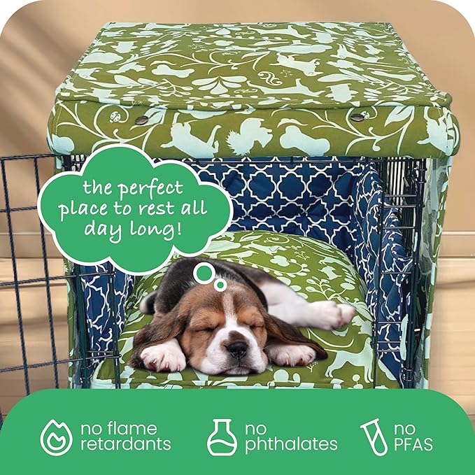 Molly Mutt Amarillo by Morning Dog Crate Cover, 100% Cotton Canvas Cover with 2 Roll-Up Panels, Ideal for Dog or Cat Crate, Durable, Washable, and Free of Harmful Chemicals, 36" x 24" x 27"