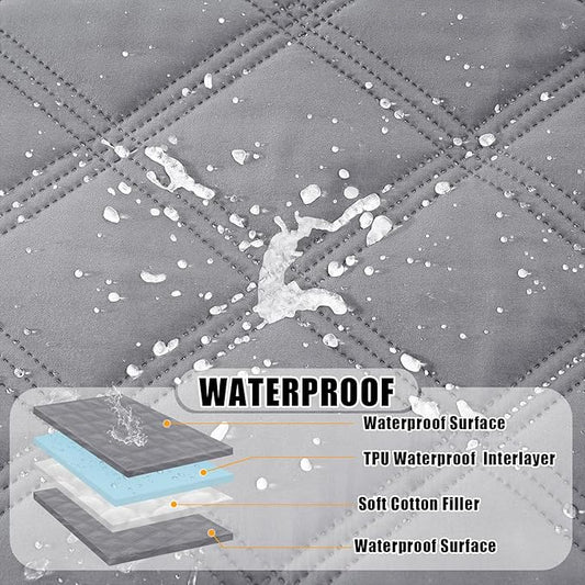 Smiry Waterproof Dog Bed Cover Blanket 68x82, Soft Reversible Pet Blanket, Washable Leakproof Cats Dogs Couch Cover for Sofa, Couch, Furniture, Lattice, Grey/Grey
