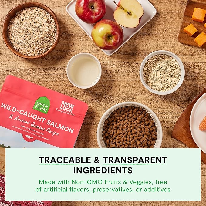 Open Farm, Ancient Grains Dry Dog Food, Protein-Rich & Nutrient Dense, 90% Animal Protein Mixed with Non-GMO Fruits, Veggies and Superfoods, Homestead Turkey Recipe, 22lb Bag
