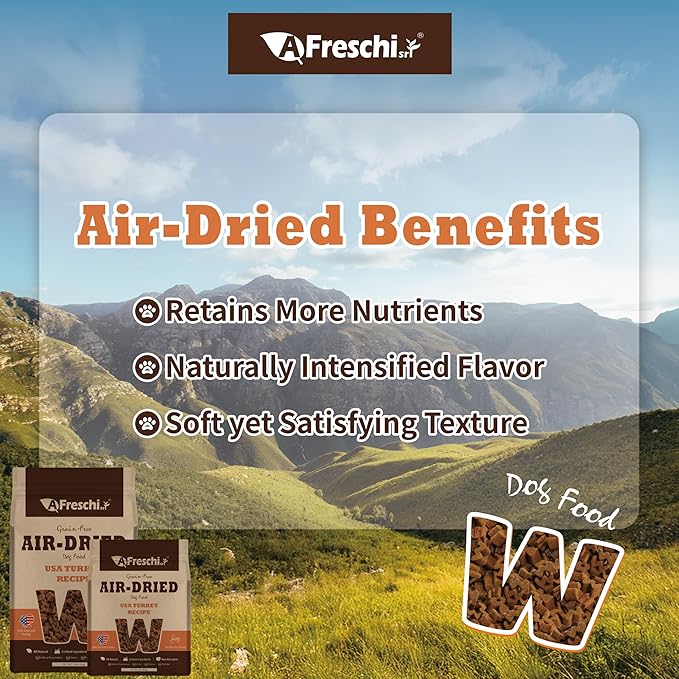AFreschi Air-Dried Dog Food Turkey Recipe 2.2 lb, All-Natural, Complete & Balanced, Single-Animal Protein, Grain-Free, High-Protein, Limited Ingredients