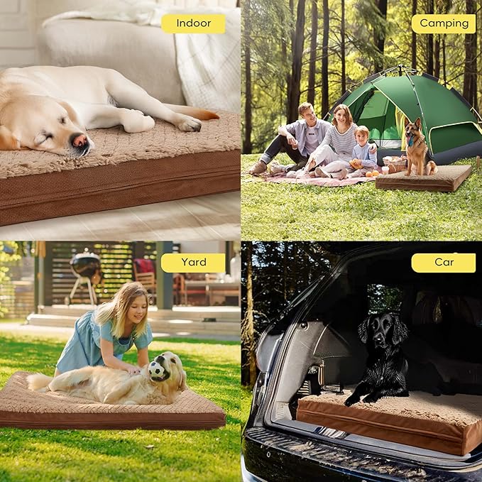Sytopia Washable Indestructible 37" Dog Bed for Large Dogs – Double-Sided Plush, Waterproof, Removable Cover, Thick Orthopedic Support, Durable Multi- Size Comfort Clearance Indoor Flat Dog Bed