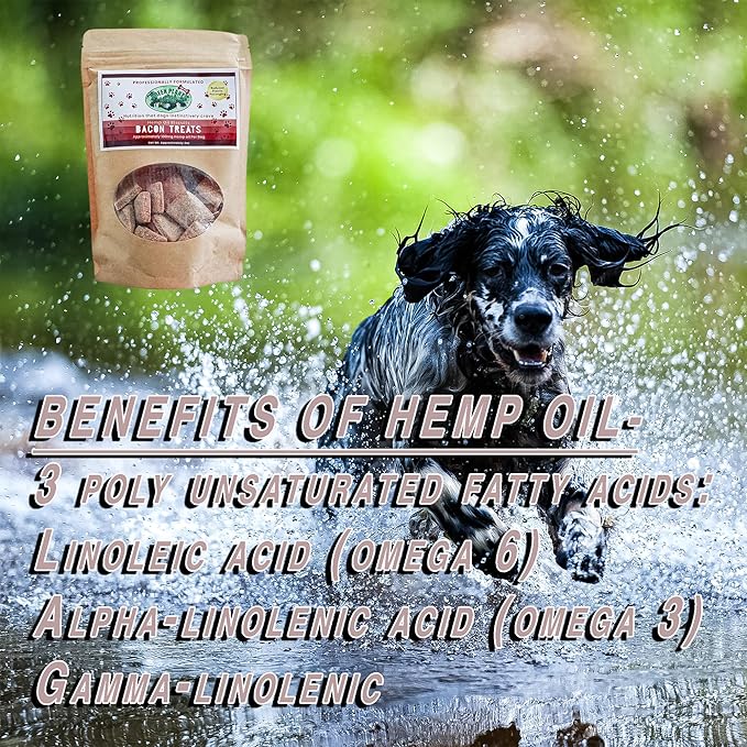 Dog Treats | Bacon 100mg of Hemp Per Bag | 100% Natural and Non GMO | Offers Your Pet Hip, Joint, and Muscle Support | Aids with Anxiety,Stress, and Pain