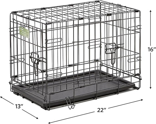 MidWest Homes for Pets XS Double Door iCrate Starter Kit, 22-inch Dog Crate Bundle for Extra-Small Dogs, Includes Cage, Pet Bed, 2 Bowls and Privacy Cover