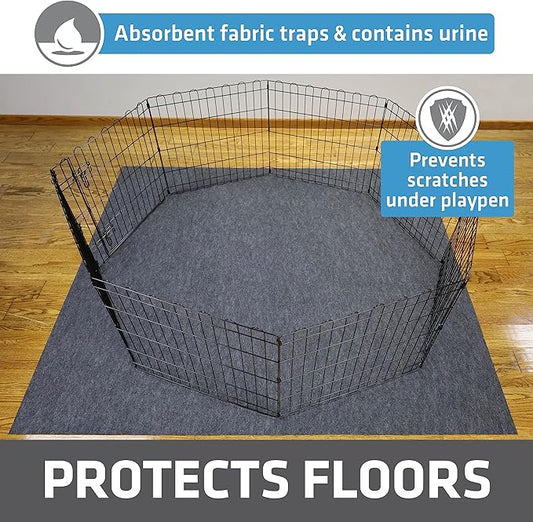 Drymate 2-Pack Jumbo Dog Playpen Mat (60x74), Absorbent, Waterproof, Slip-Resistant, Machine Washable, Reusable Puppy Pad for Training, Whelping, Housebreaking, Incontinence, Crate, Kennel (USA Made)