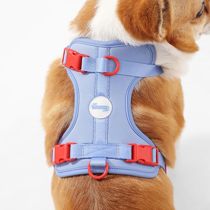 HNS1002E Arlo Medium Adjustable Soft Padded No Pull Pet Harness with 3 Buckles and 3 Leash Clips, Sangria