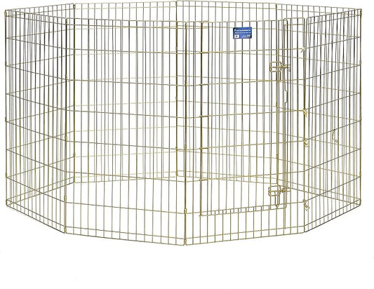 MidWest Homes for Pets Folding Metal Dog Exercise Pen, Indoor/Outdoor Playpen with Door, 16 Sq Feet of Play Space, 42-Inches Tall, Gold Zinc