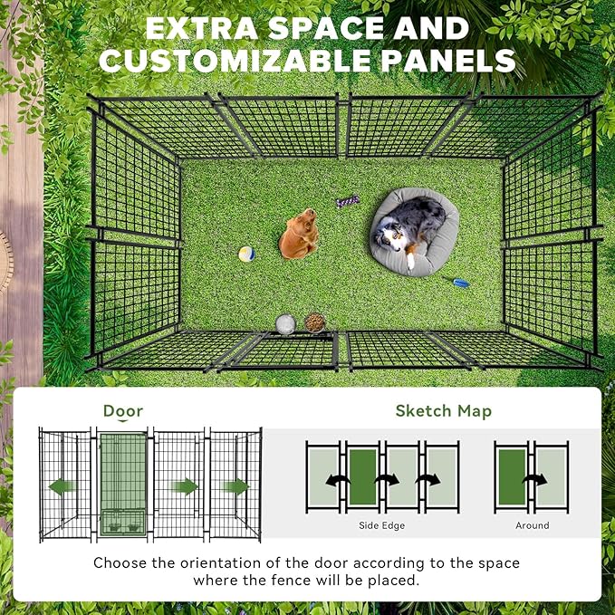 Vagger 4x4x5FT Outdoor Dog Kennel for Large Dogs,Extra Large Welded Wire Fence Playpen for Outside,Newly Upgraded Security Door Lock and Panel Connector/UV-Resistant Waterproof Roof Cover