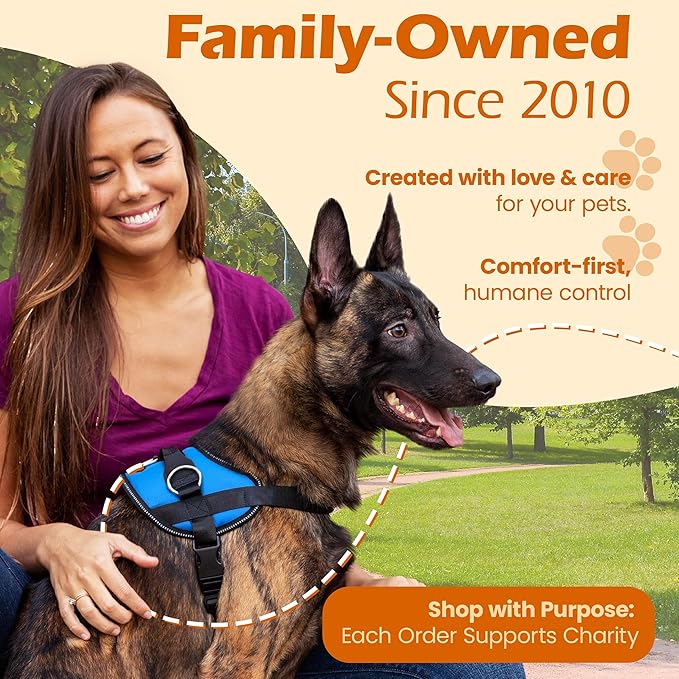 Bark Appeal Aqua Blue No-Pull Dog Harness for Large to Extra Large Sized Pets – Adjustable, Reflective Vest with 3 Leash Clips for Added Control, Easy Walks & Training – XL