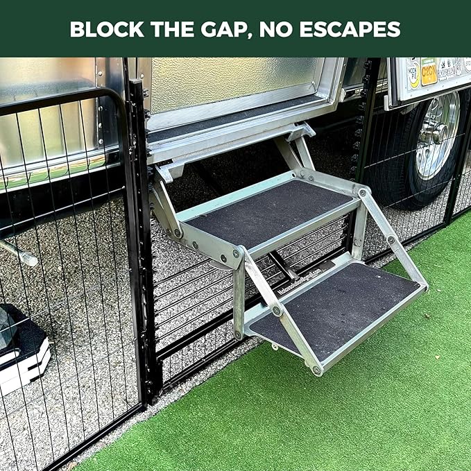 FXW Instant Unleashed Dog Playpen, Portable Pet Fence for Outdoor, RV Trips, and Camping, 32 inch, 32 Panels for Small and Medium Dogs with RV Step Grid│Patented