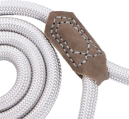 Mile High Life | Premium Leather Dog Leash | Strong Rope Leash | Leather Handle | Zinc Alloy Strong Clasp | Small Medium Large Dogs | 4/5/6 Feet(Sliver, 72 Inch (Pack of 1))