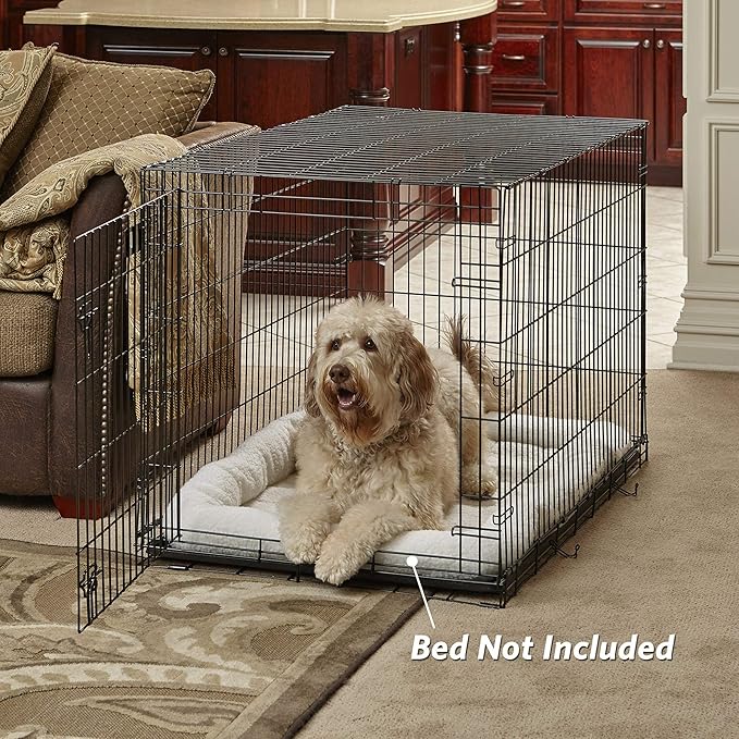 MidWest Homes for Pets XL LifeStages Single Door 48-Inch Folding Dog Crate, Enhanced Security, Includes Leak-Proof Pan, Divider Panel, Handle, Rubber Feet