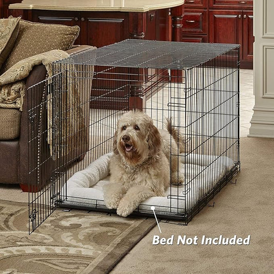 MidWest Homes for Pets XL LifeStages Single Door 48-Inch Folding Dog Crate, Enhanced Security, Includes Leak-Proof Pan, Divider Panel, Handle, Rubber Feet
