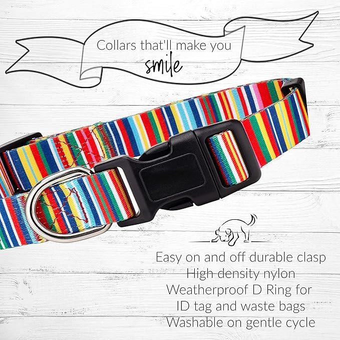 Lucky Love Dog - Easy Click Buckle Dog Collar with Leash Set Combo, Durable & Comfortable for Male & Female Dogs, Pet Collar for Small to Large Dogs, Secure Fit - Hippie Combo, Medium