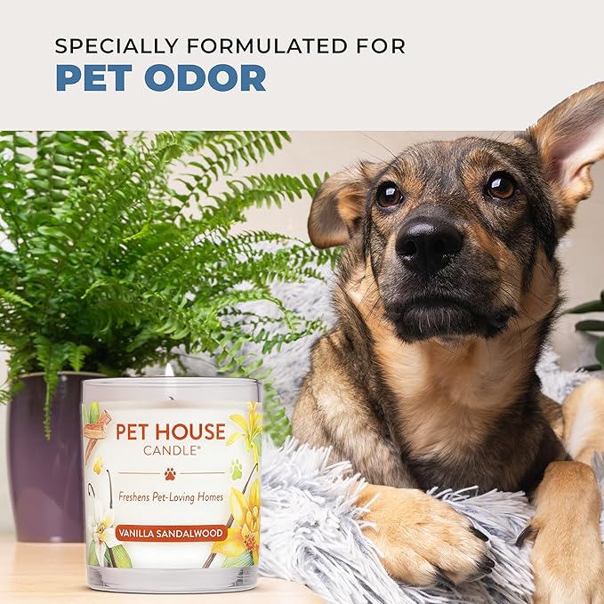 One Fur All Pet House Candle Plant-Based/Soy - Clean Burning Scented, Long Lasting Pet Odor Candle for Home - Lilac Garden