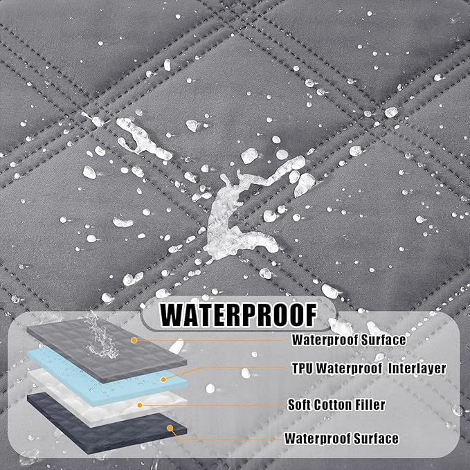 Smiry Waterproof Dog Bed Cover Blanket 40x90, Soft Reversible Pet Blanket, Washable Leakproof Cats Dogs Couch Cover for Sofa, Couch, Furniture, Lattice, Grey/Dark Grey