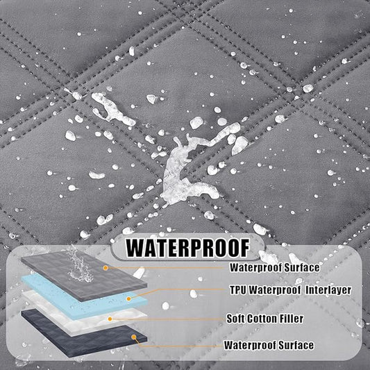 Smiry Waterproof Dog Bed Cover Blanket 82x120, Soft Reversible Pet Blanket, Washable Leakproof Cats Dogs Couch Cover for Sofa, Couch, Furniture, Lattice, Grey/Dark Grey
