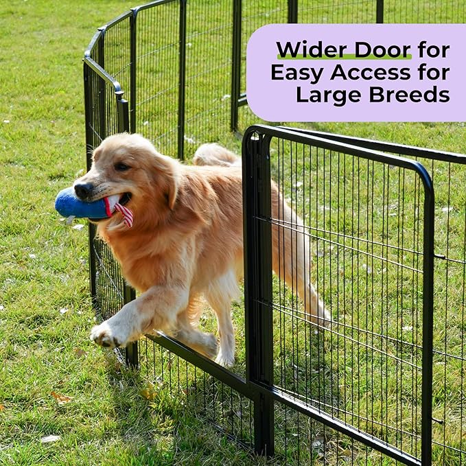 SunsGrove Dog Playpen Outdoor, Heavy Duty 32 Inch 16 Panels Dog Playpen for Small and Medium Dogs, Free and Safe Play Dog Fence Indoor, Black