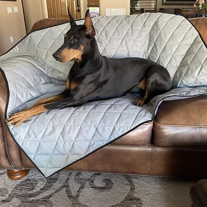 4Knines Waterproof Dog Blanket with Non-Slip Backing – Heavy Duty Dog Mat & Furniture Protector – Durable Pet Cover for Couch, Bed, Car, or Crate – Machine Washable – 60x48 Inch – Grey Color
