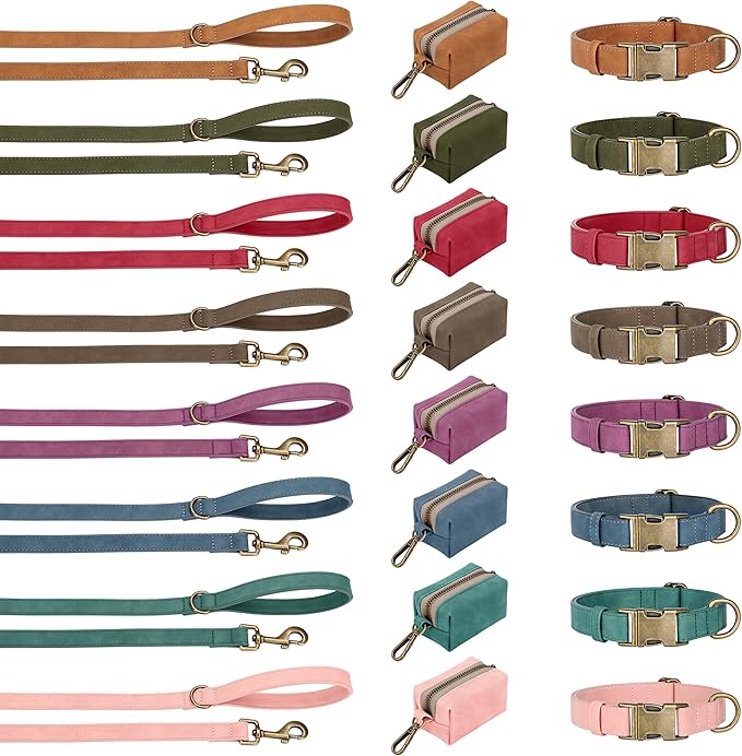 Didog Soft PU Leather Dog Collar, Stylish Quick Released Dog Collars for Medium Dogs, Easy Clean Adjustable Pet Collar for Daily Walking, Purple, M Fit 13-21" Neck
