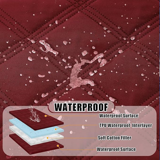 Smiry Waterproof Dog Bed Cover Blanket 30x53, Soft Reversible Pet Blanket, Washable Leakproof Cats Dogs Couch Cover for Sofa, Couch, Furniture, Lattice, Wine Red/Wine Red