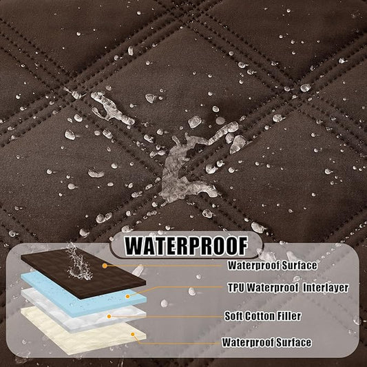 Smiry Waterproof Dog Bed Cover Blanket 40x50, Soft Reversible Pet Blanket, Washable Leakproof Cats Dogs Couch Cover for Sofa, Couch, Furniture, Lattice, Chocolate/Beige