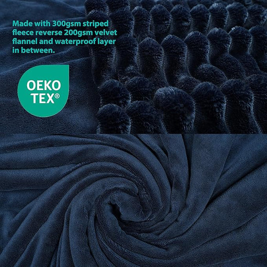 Waterproof Dog Blanket, Soft Fleece Blanket for Couch Protector, Reversible Pet Blankets Furniture Protector Cover for Small Medium Large Dogs Cats (Navy, 40"x50")