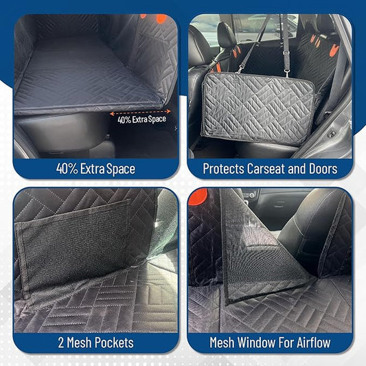Dog Backseat Extender with Hard Bottom – Waterproof Pet Travel Platform - Nonslip Rear Seat Cover - Car Hammock Bed for Cars SUVs & Small Trucks