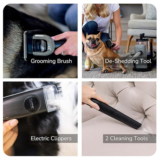 FURME Original Pet Grooming Vacuum Kit - Cat & Dog Grooming Kit for Easy Pet Care at Home, Quiet & Safe Dog Hair Remover Machine with Brush, Clipper, Shedding & Cleaner Tools & 2L Canister