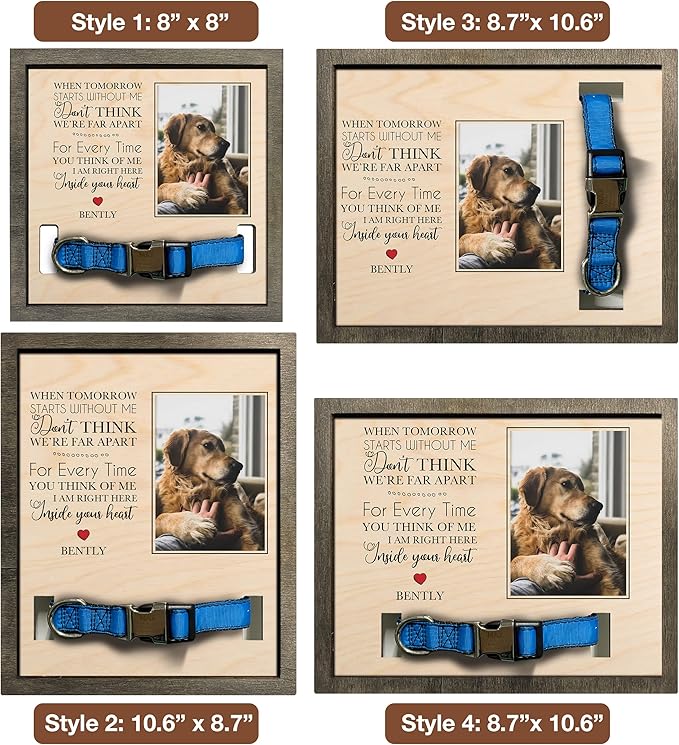 Personalized Dog Picture Pet Loss Sign Frames Cat Passed Away Gift Wood Sign Pet Picture Frame Heaven Sympathy Gifts for Christmas Memorial Plaques for Cat Picture Frames