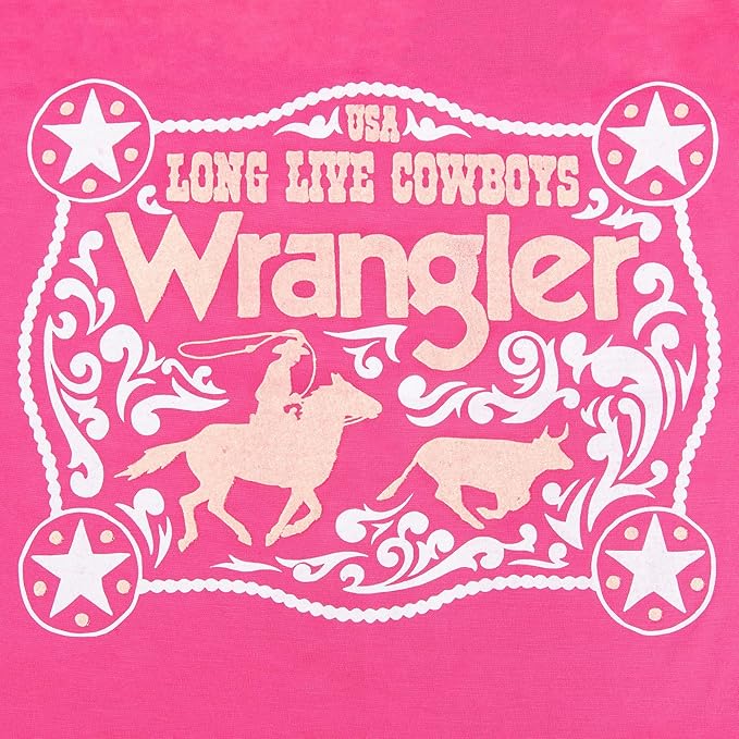 Wrangler Pink Dog T-Shirt XS – Western Cowboy Rope Buckle Logo Dog Tshirt for Extra Small Dogs, Soft Comfortable Tee