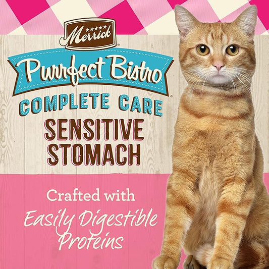 Merrick Purrfect Bistro Grain Free, Healthy, And Natural Dry Cat Food, Complete Care Sensitive Stomach Recipe - 12 lb. Bag