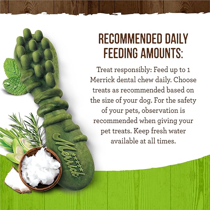 Merrick Fresh Kisses Natural Dental Chews Infused With Coconut And Botanical Oils For Medium Dogs 25-50 Lbs - 30 ct. Box