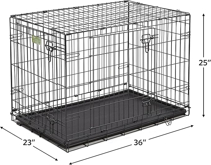 MidWest Homes for Pets Intermediate Double Door iCrate Starter Kit, 36-inch Dog Crate Bundle for Medium to Large Breeds, Includes Cage, Pet Bed, 2 Bowls and Privacy Cover