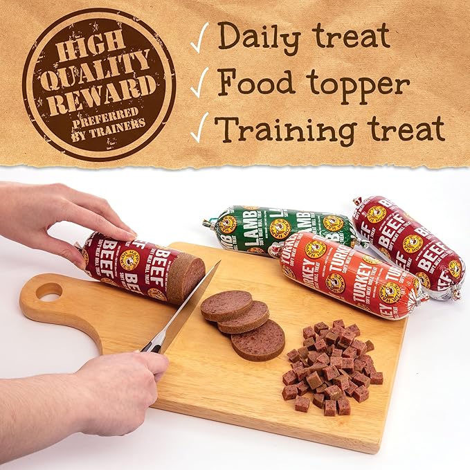 Happy Howie's Soft Meat Roll Treat - Soft Dog Food Beef Rolls, High Protein, Natural Ingredients, for All Dogs, Made in USA - Beef, 7 Oz (Pack of 6)