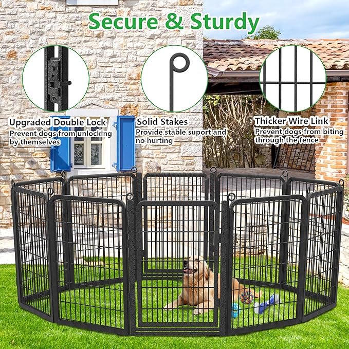 Dog Playpen Outdoor, 40" Height 28 Panels Pet Fence with Low Threshold Full Gate, Large Dog Fence Outdoor for Yard, Heavy Duty Pet Playpen Metal Play Pen Fence for RV Camping