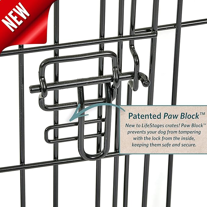 MidWest Homes for Pets Small LifeStages Single Door 24-Inch Folding Dog Crate, Enhanced Security, Includes Leak-Proof Pan, Divider Panel, Handle, Rubber Feet