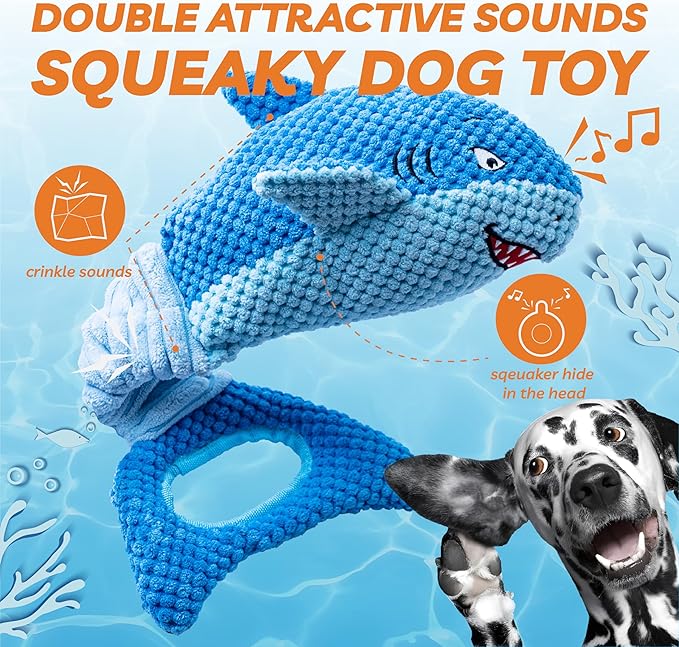 LEGEND SANDY Dog Toys for Aggressive Chewers, Large Dog Toys to Keep Them Busy, Interactive Squeaky Pet Toys,Crinkle Tug of War Dog Chew Toy