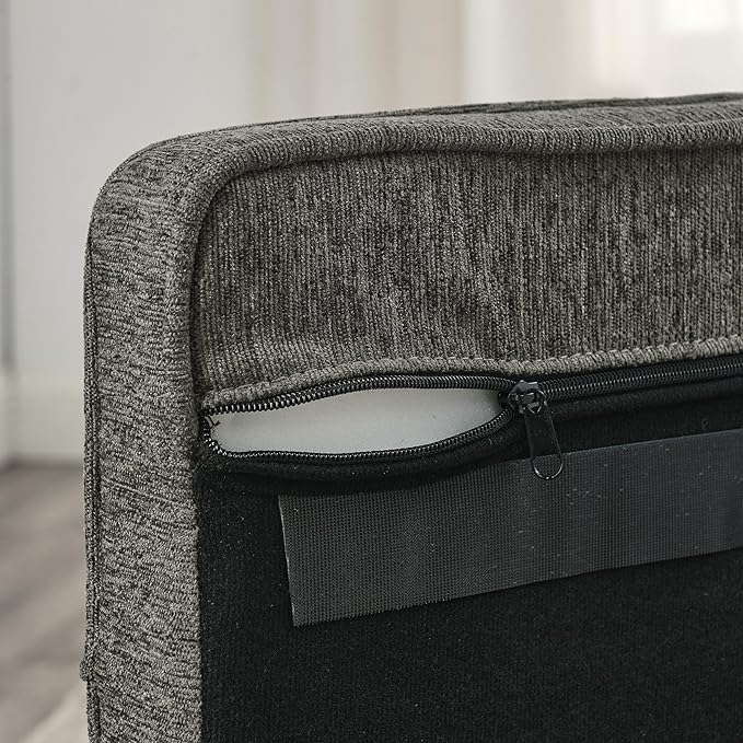 GDFStudio Modern Linen Dog Sofa for Small and Medium Dogs Elevated Pet Bed with Armrests and Backrest Durable and Comfortable Upholstered Pet Furniture, Dark Gray