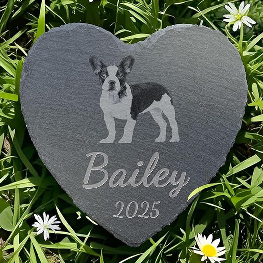 Pet Memorial Stone with Photo, Dog Memorial Gifts for Loss of Dog, Personalized Pet Memorial Gifts, Pet Loss Gift - in Memory of Pet（Heart）