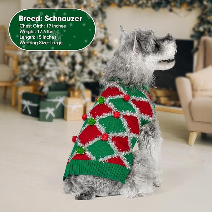cyeollo Dog Christmas Sweater Turtleneck Dog Sweaters for Small Dogs Girl Xmas Knitted Pullover Puppy Dogs Clothes Soft Holiday Outfit, Green Small
