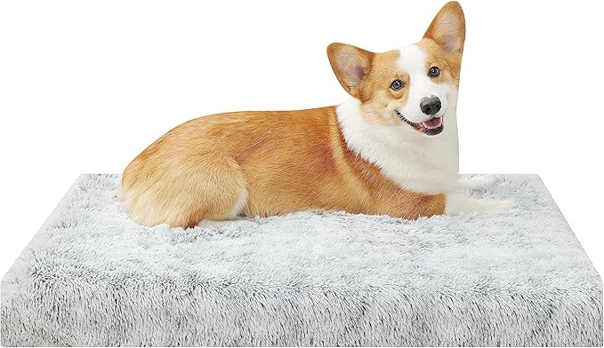 Dog Bed, Dog Crate Pad with Removable Washable Pet Mat Cover, Non-Slip Bottom, Waterproof Orthopedic Dog Beds for Large/Medium/Small Dogs (M(30''x20''x3''), Grey)